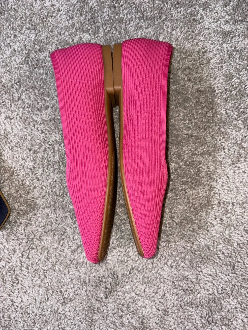 Vivaia Square-Toe Margot ribbed V-Cut Flats Pink size 41.5 US(10)